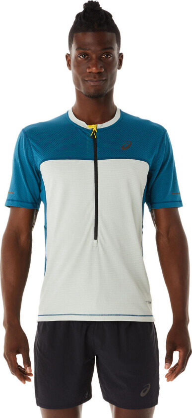 Asics Men's Fujitrail Short Sleeve Top XS, Ink Teal/Light Sage