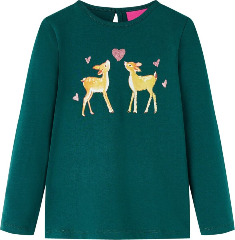 T-skjorte for barn med lange ermer mørkegrønn 104