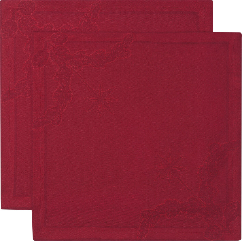 Stjerne Riflet Jul Serviet, rød, 45 x 45 cm, 2 stk. Str 45x45 cm - Juletekstiler