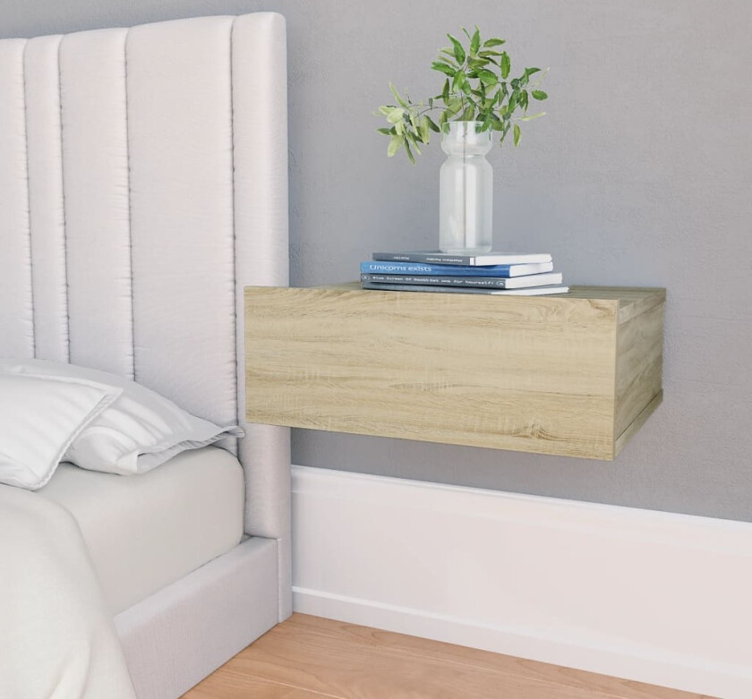 Flytende nattbord sonoma eik 40x30x15 cm sponplate