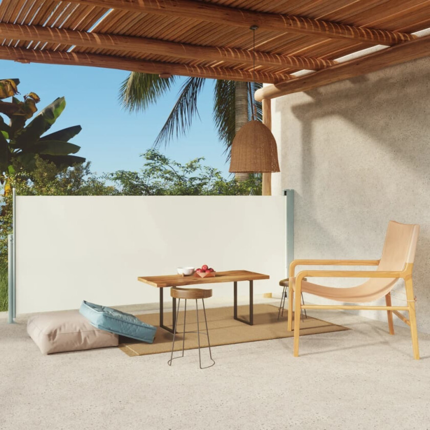 Uttrekkbar sidemarkise 117x300 cm kremhvit