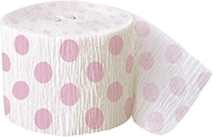 Rosa og hvit crepe streamer, prikker