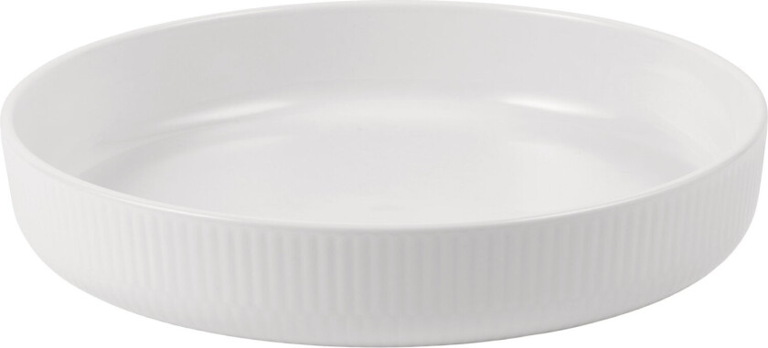 Hvid Riflet Ovnfast fad Rundt 27 cm. Str 27 cm - Ildfastform