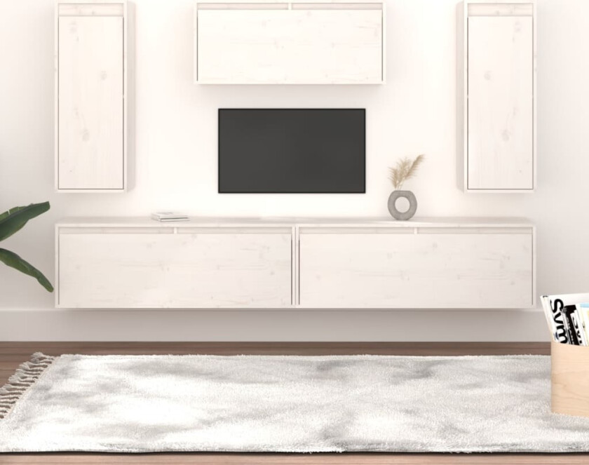 Bilde av TV-benker 5 stk hvit heltre furu