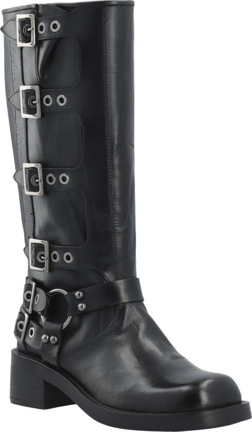 Biaharper Buckle Biker Boot Pull Up Leather Kvinde Cowboy&Biker Str 41