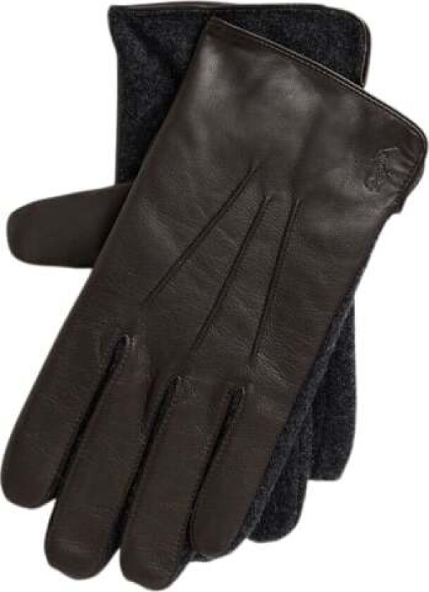Leather-Hybrid Glove-Glv - DARK BROWN - XL