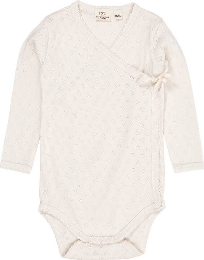 Pointelle Heart Crossover Body LS Str 74 - Langermet Bodies Bomull