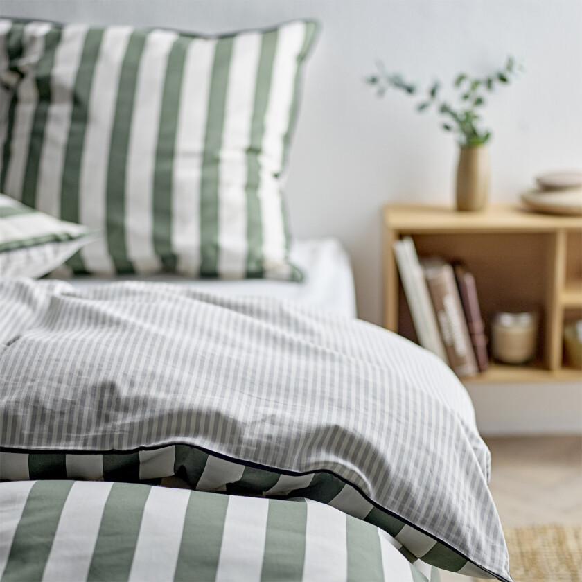 Sengesett 140x200 Parallel Hedge Green Str L:200cm B:140cm H:0.1cm - Sengetøy Bomull