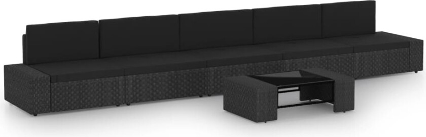 Hagesofagruppe med puter 6 deler polyrotting svart