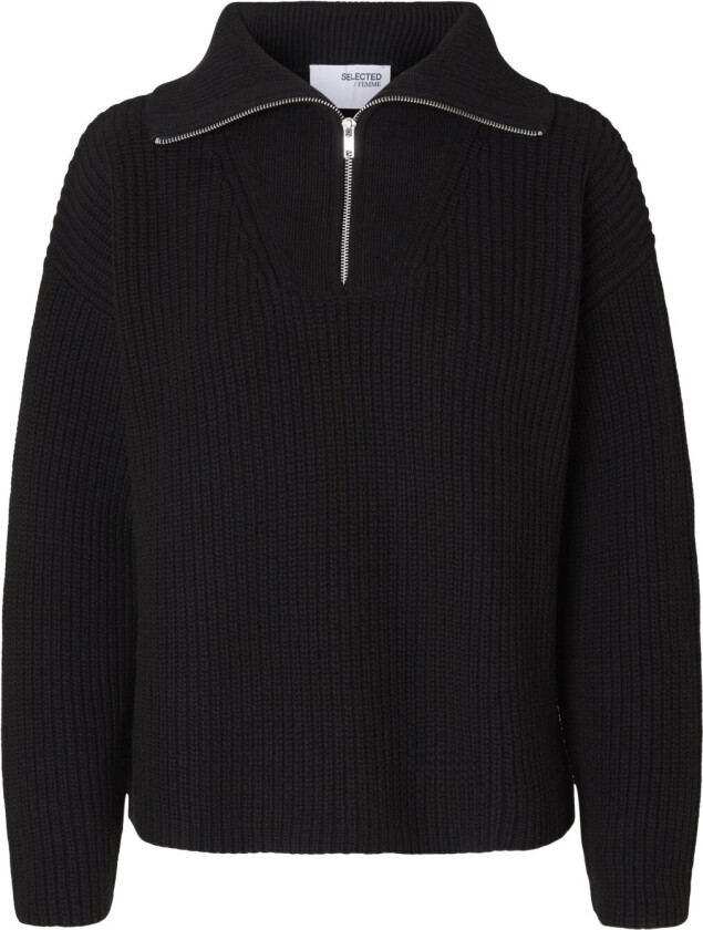 Slfbloomie LS Knit Half ZIP Noos Str M - Gensere