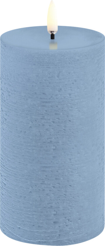 LED Pillar Candle, Sky Blue, Rustic, 7,8x15,2 cm - Led Stearinlys