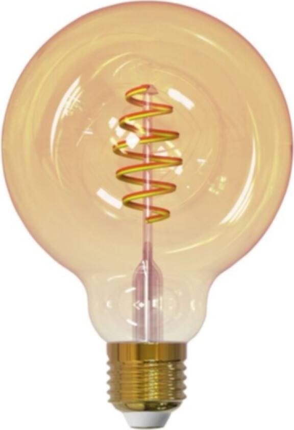 Smarte Hjem Filament LED globe lyspære amber, 95MM, spiral E27, 6W