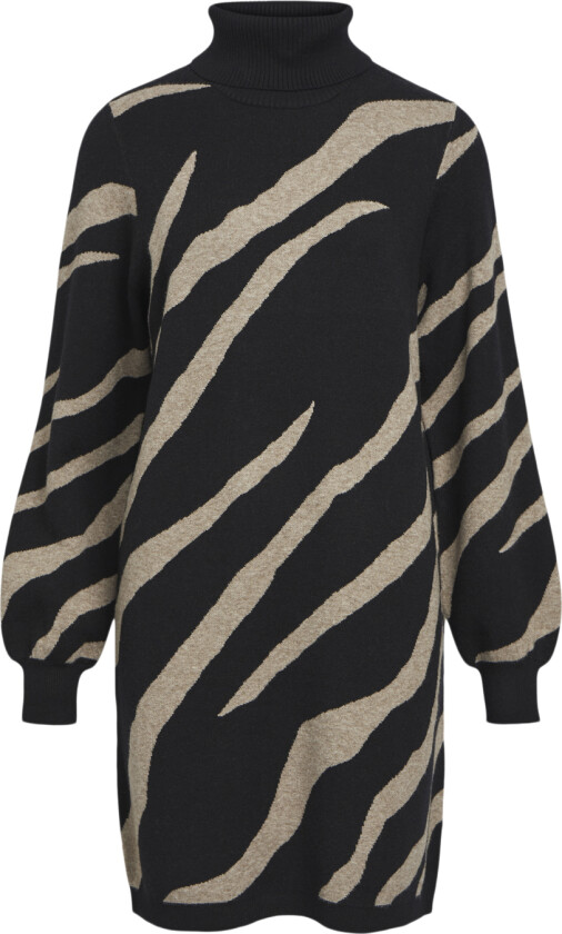 Objray L/S Knit Rollneck Dress AOP Str XL - Korte Kjoler