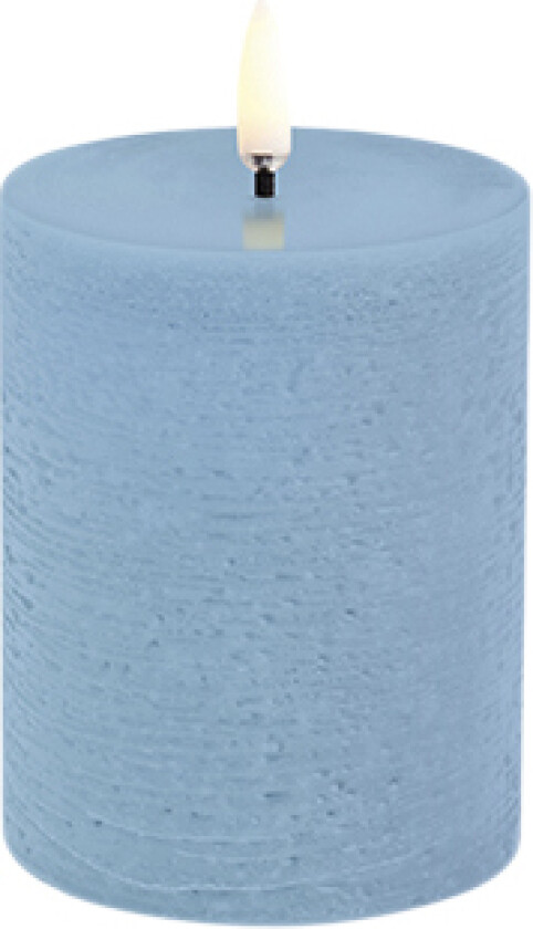 LED Pillar Candle, Sky Blue, Rustic, 7,8x10,1 cm - Led Stearinlys