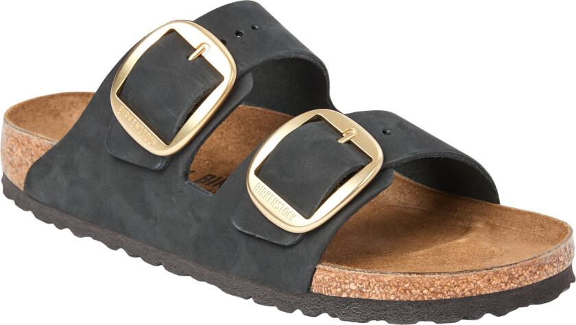 Arizona Big Buckle Lenb Black Gold Kvinde Flate Sandaler Str 37