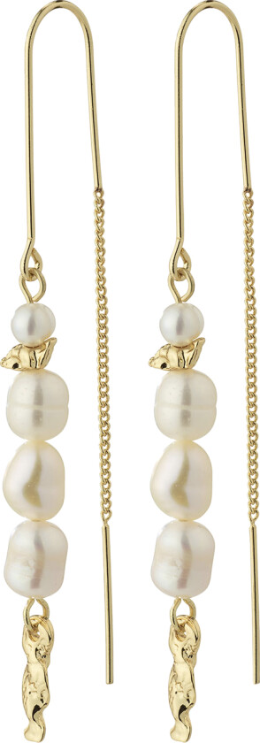 Berthe Pearl Chain Earrings Goldplated -Øreringer
