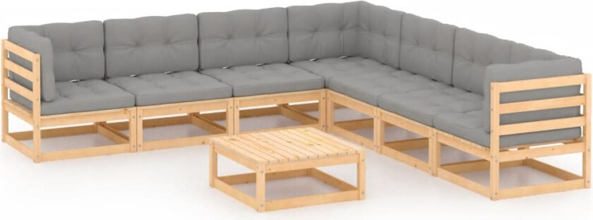 Hagesofagruppe med puter 8 deler heltre furu