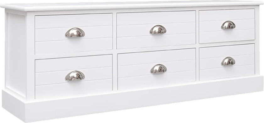 TV-benk hvit 108x30x40 cm heltre keisertre