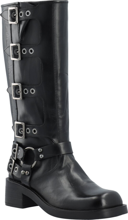 Biaharper Buckle Biker Boot Pull Up Leather Kvinde Cowboy&Biker Str 39