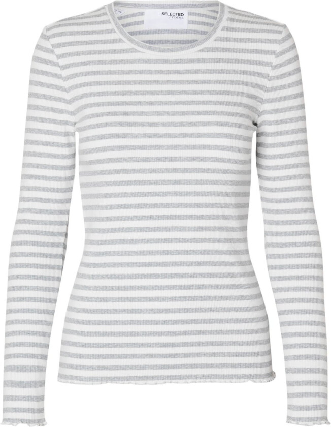 Slfanna LS Crew Neck TEE STR Noos Str L - Langermede T-skjorter