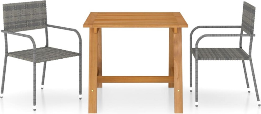Utendørs spisestue 3 deler grå