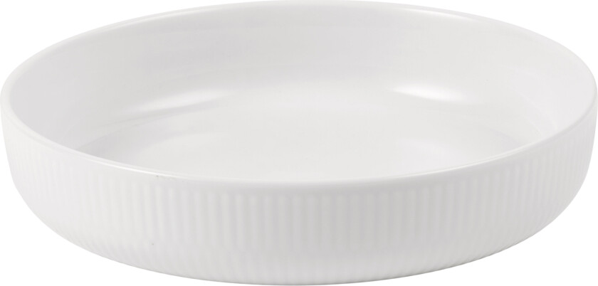 Hvid Riflet Ovnfast fad Rundt 18,5 cm. Str 18,5 cm - Ildfastform