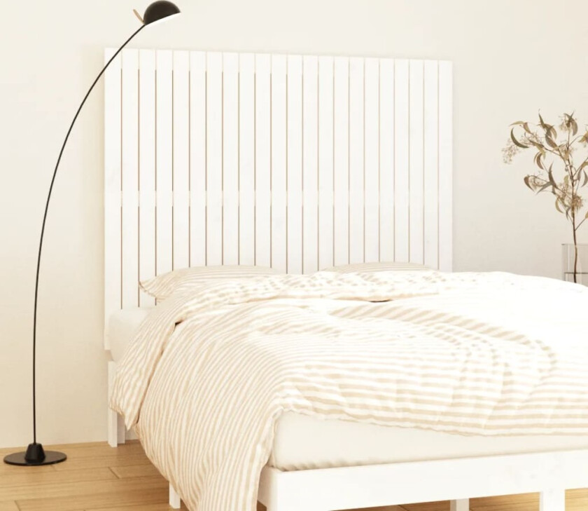 Veggmontert sengegavl hvit 140x3x110 cm heltre furu