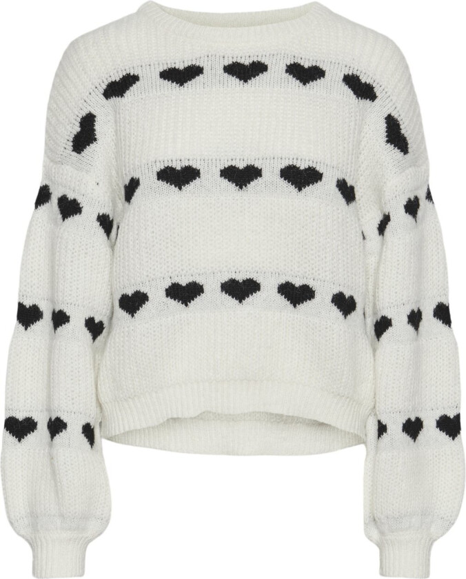 Pcnove LS Oneck Heart Knit BC Str S - Gensere