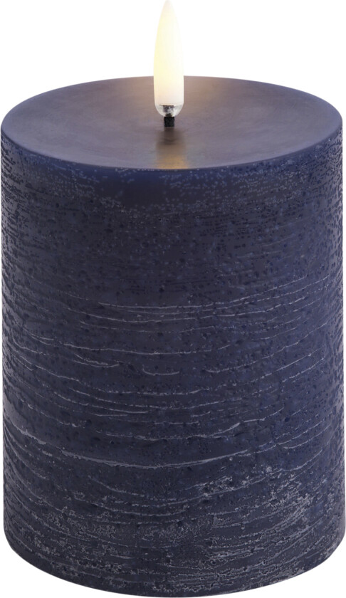 LED Pillar Candle, Dark Blue, Rustic, 7,8 x 10,1 cm (4/24) - Led Stearinlys