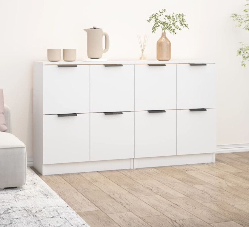 Skjenker 2 stk hvit 60x30x70 cm konstruert tre