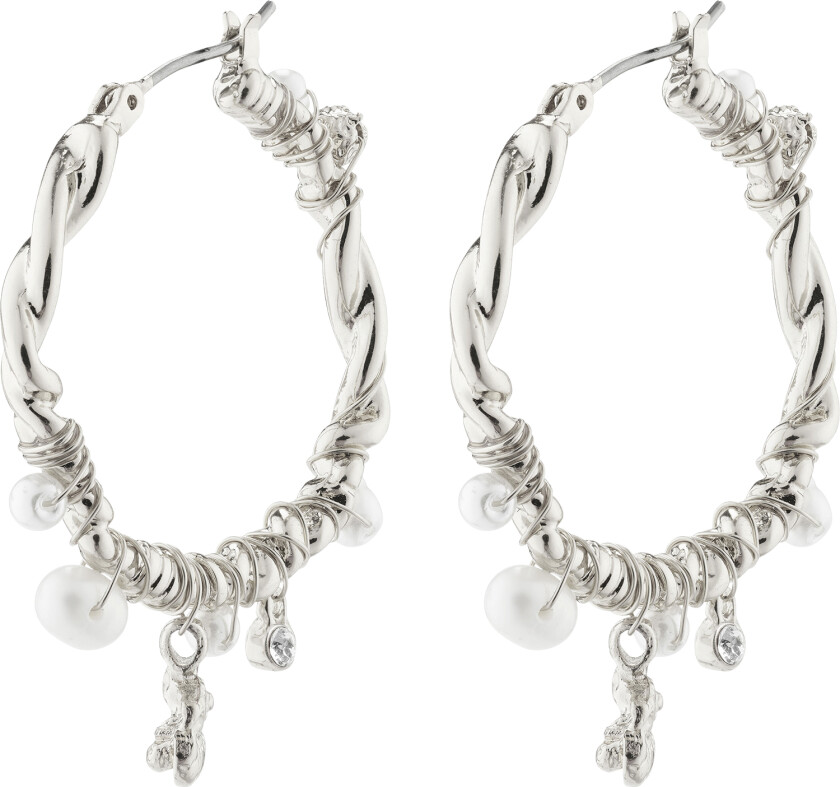 ANA Pearl&Crystal Hoops Silverplated - Kreoler