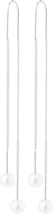 Euonia Pearl Chain Earrings Silverplated -Øreringer
