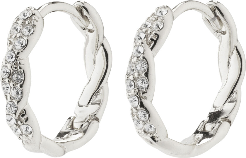 EZO Twirled Crystal Hoops Silverplated - Kreoler