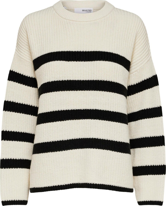 Slfbloomie LS Knit Oneck Noos Str L - Gensere