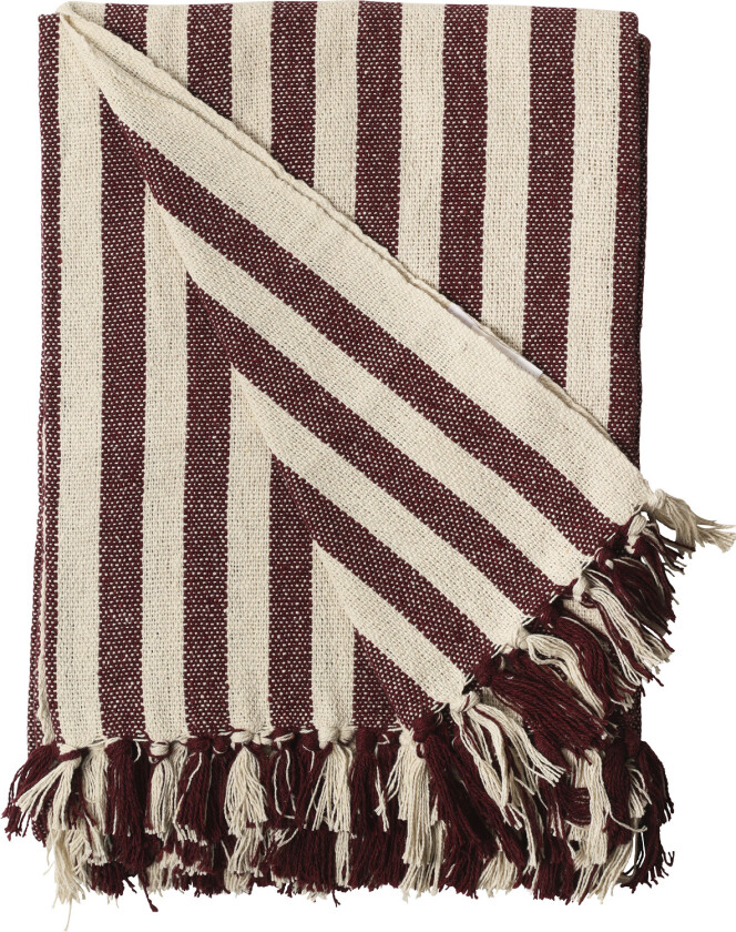 Plaid, Stribetmaroon/natur, 130x180 cm Str 130x180 cm - Pledd
