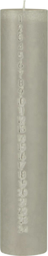 Kalenderlys Svanemærket 124 Præget tal ash Grey Str Dia:6 cm H:30 cm - Kalenderlys