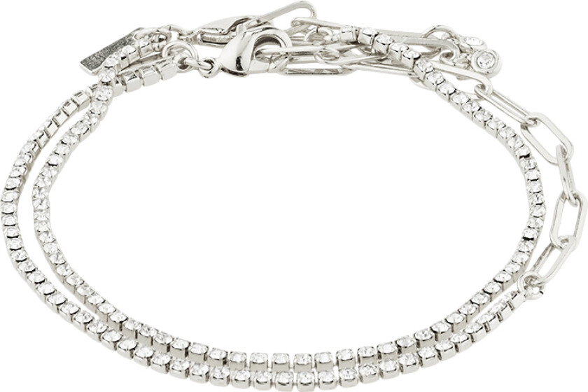 Rowan Crystal Bracelet, 2in-1, Silver-plated - Kjedearmbånd Uten Anheng
