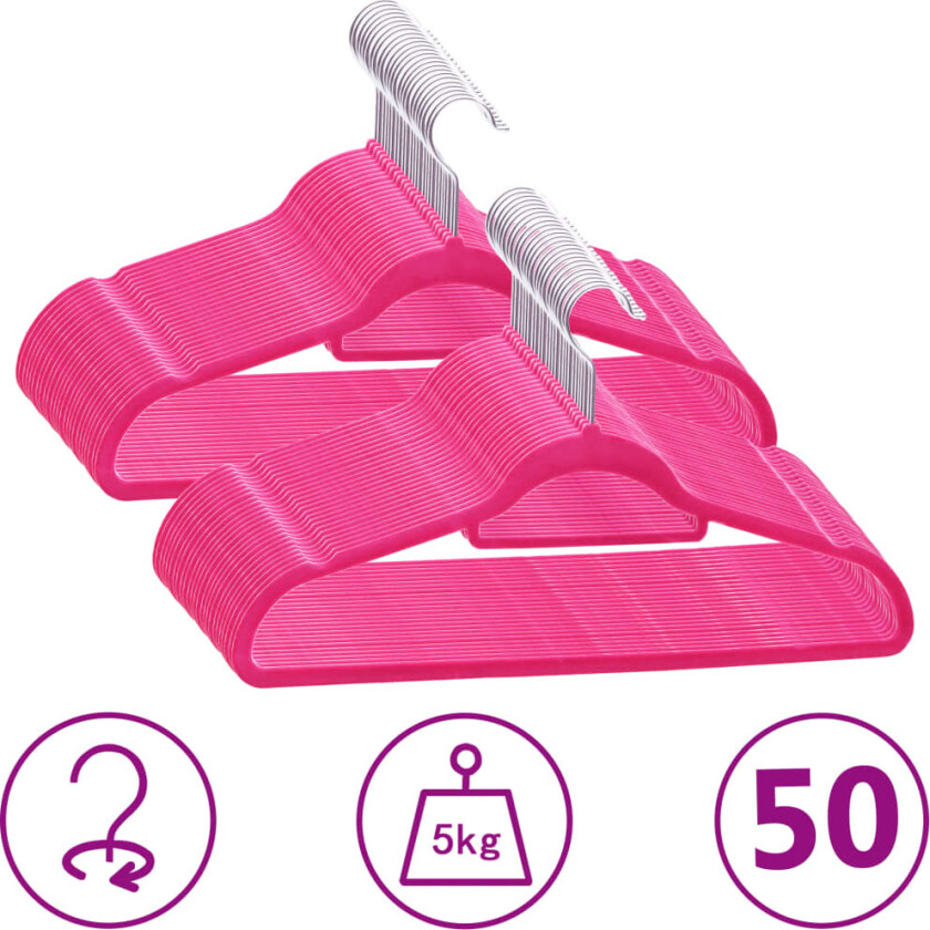 Kleshengere 50 stk sklisikker rosa fløyel