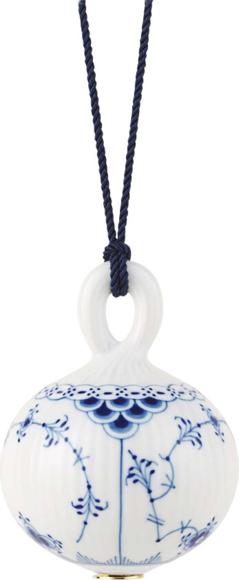 Musselmalet Halvblonde Julekugle, 9,5 cm. Str 9,5 cm - Juletrepynt