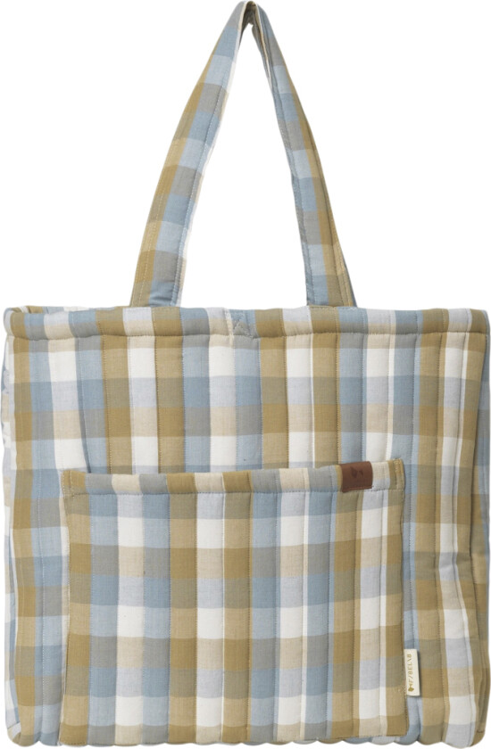 Qulited Tote Bag Cottage Blue Checks - Stellevesker Bomull