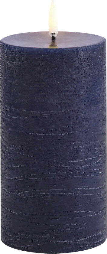 LED Pillar Candle, Dark Blue, Rustic, 7,8 x 15,2 cm (4/24) - Led Stearinlys