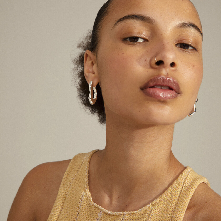 Loulia Recycled Wavy Earrings Silverplated - Kreoler