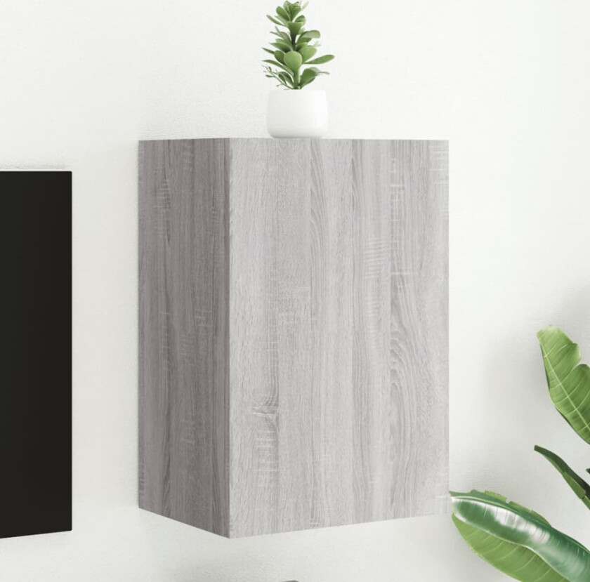 Vegghengt TV-benk grå sonoma 40,5x30x60 cm konstruert tre