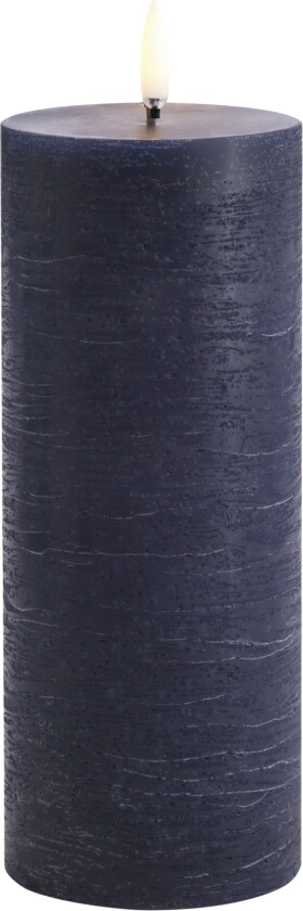 LED Pillar Candle, Dark Blue, Rustic, 7,8 x 20,3 cm (4/24) - Led Stearinlys