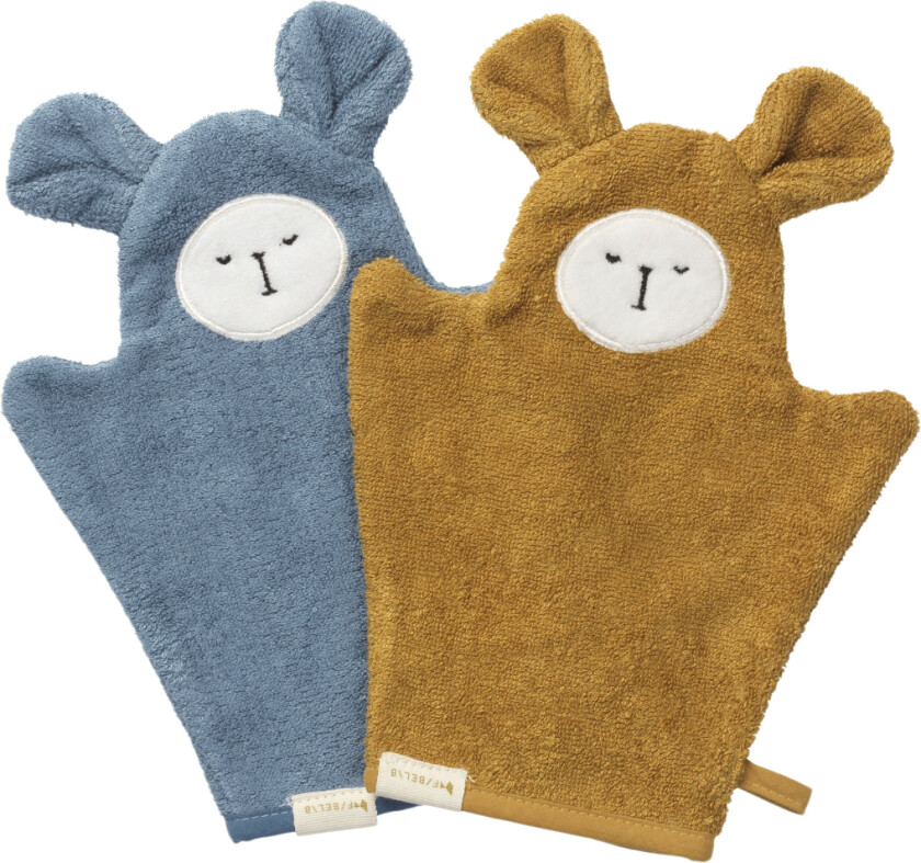 Bath Mitts Bear - 2 Pack - Blue Spruce Mix - Vaskekluter Bomull