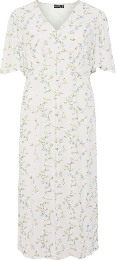Pckary SS Vneck Midi Dress BC Str L - Midi Kjoler Silke