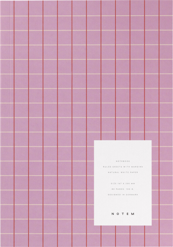 Medium Notesbog, Rosa med Tern - Notisblokk