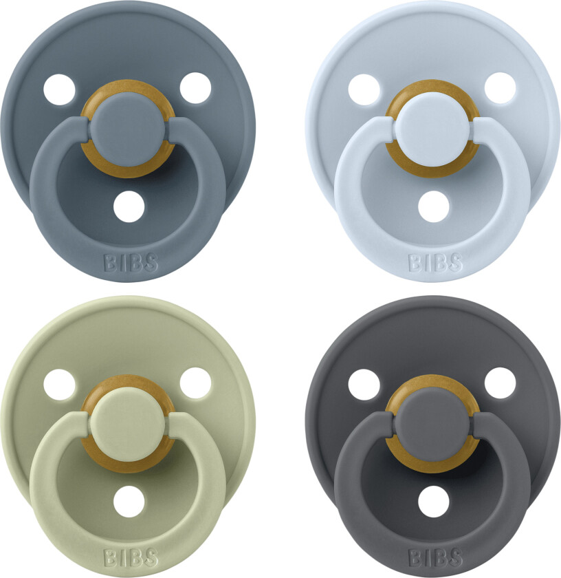 Bibs Pacifier Colour 4 Pack Latex Size 1 Petrol/sage/baby Bl - Smokker Tre