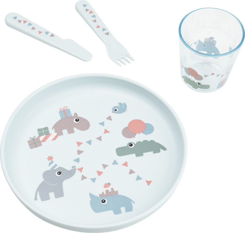 Foodie Spisesæt Celebration Blå - Spisesett Glass