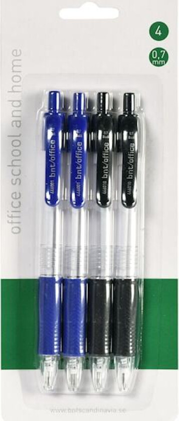 Kulepenn 0,7 mm 4-pakning BNT Office